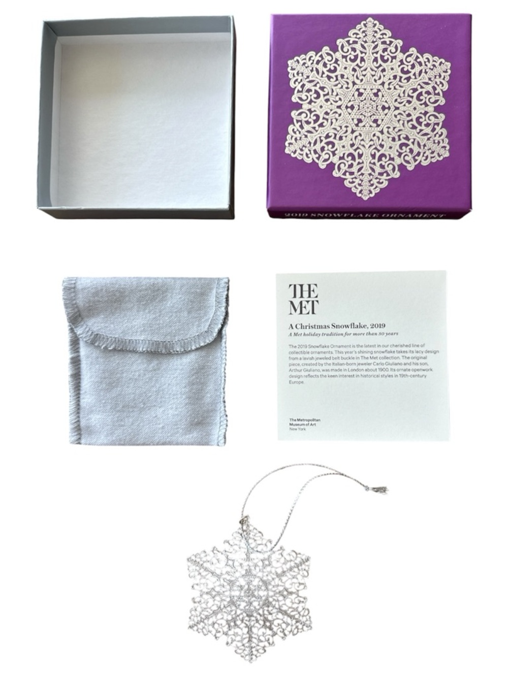 NWOT Metropolitan Museum of Art MMA Silver Snowflake Ornament 2019